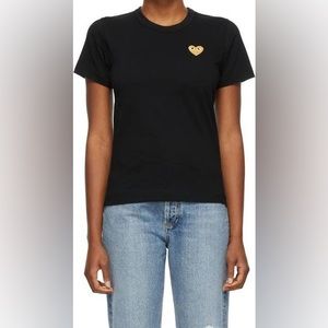 COMME DE GARÇONS PLAY Heart Patch T-Shirt - Black with gold heart